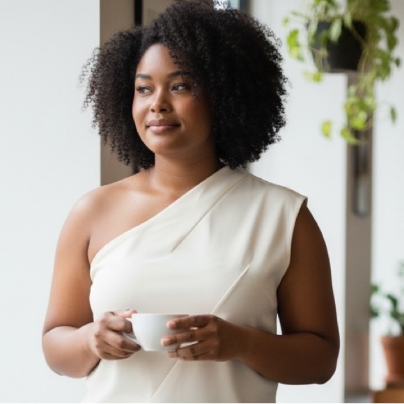 Express Tops - Express NWT Cream Elegant XL One Shoulder Cropped Top Party Blouse New Classy